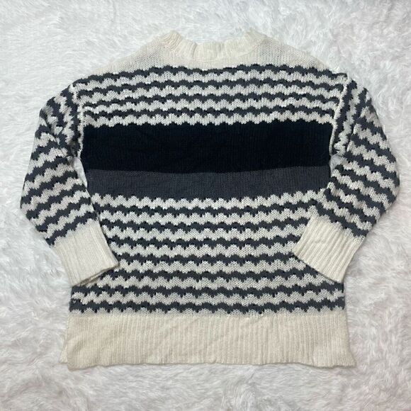 Aerie Knit Sweater Size Small Pullover Long Sleeve Wool Blend White Gray - Picture 10 of 10